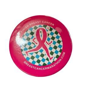 Breast Cancer Pin Ribbon Pink Awareness Round Vintage Marathon